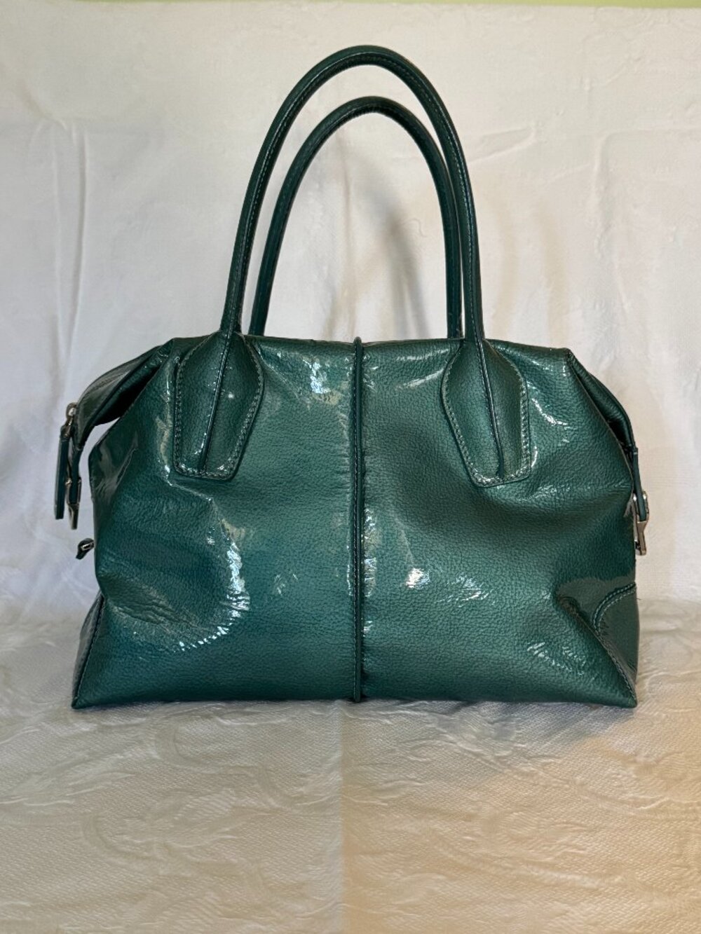 Tod's Green Patent Leather Top Handle Bag